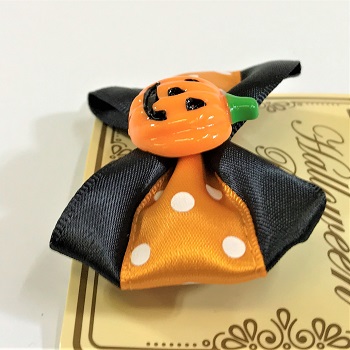 クーポン有 ハロウィン かぼちゃ 猫用 ペット用 リボン 髪飾り オレンジ