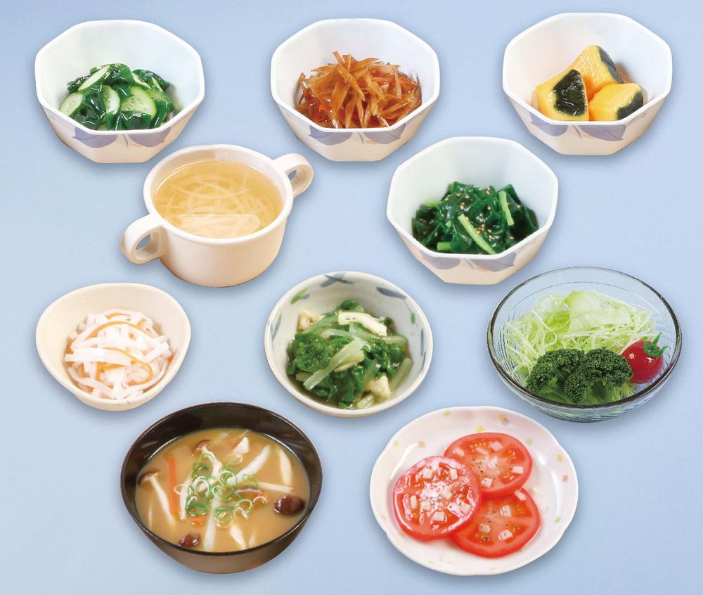 【P10倍&1000円OFFクーポン 4/14 20:00-4/15 23:59】目指そう！350g！一皿70g野菜料理フードモデル