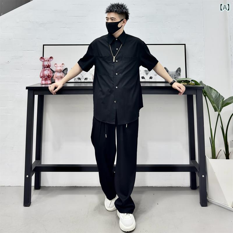 セットアップ メンズ 心地よい 格好のいい 普段使い走り 春夏 半袖 プルオーバー ズボン 2点 仕かける 流行り物 プルオーバー
