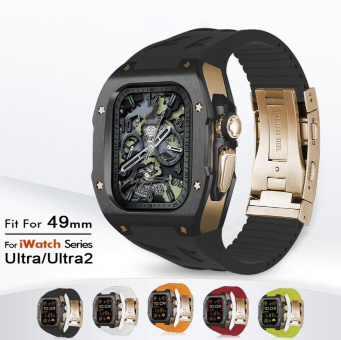 アップルウォッチ バンド ケース カバー Apple Watch Ultra2 交換用バンド ステンレス ケース カバー メンズ apple watch 高級 一体型 バンド 高級ベルト ベルト 49mm シリーズ おしゃれ apple watch 炭素繊維カバーバンド レザー メンズ｜ワンステークス