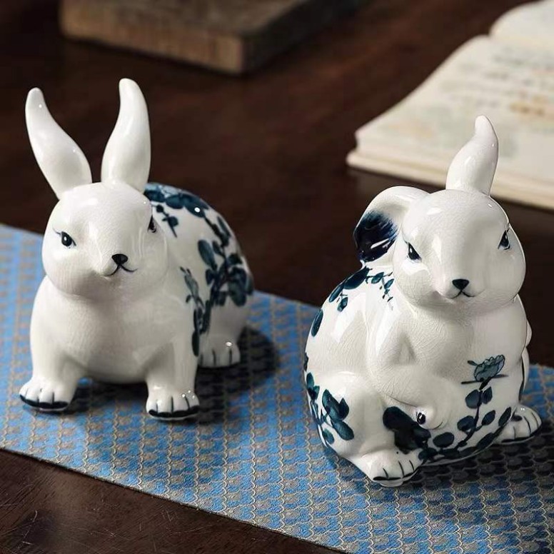 ふたつき入れ物 ウサギ 置物陶器製 楽天市場】送料無料 かわいい磁器のウサギの置物 干支 置物 卯