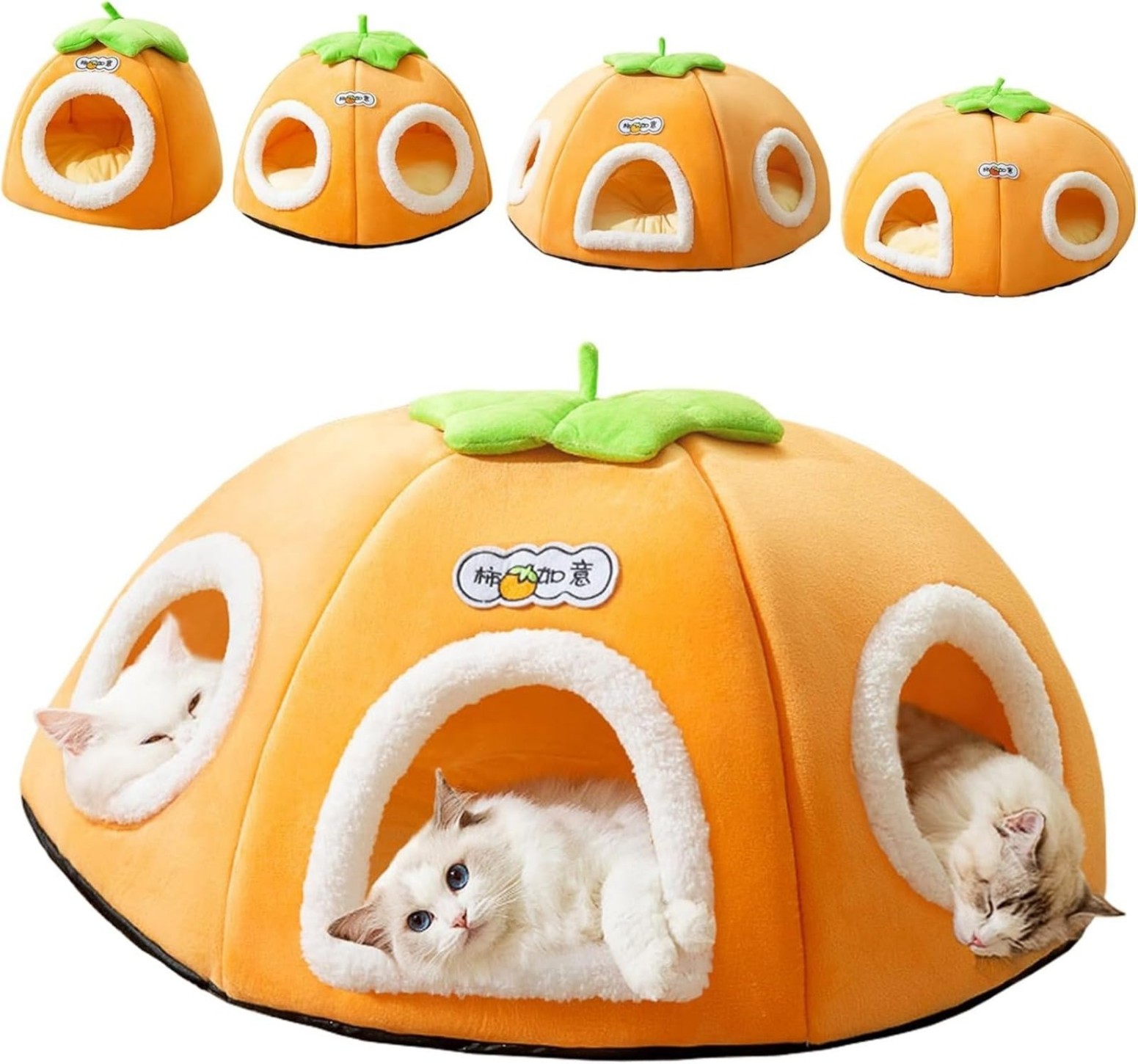猫ベッド 猫トンネル多頭飼い ペットベッド ソフトマット 綿 猫 クッション 柿 型 ペットハウス 猫ハウス 猫 ペットハウス ドーム型 犬猫兼用 滑り止め かわいい 冬 年中使える 柔らかい ふわふわ 丈夫 水洗い可能 プレゼント ギフト 贈り物（猫1匹/猫2匹/猫3匹/猫4匹）｜ワンステークス