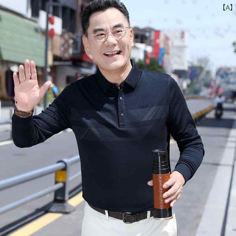 メンズ かっこいい しぶい 高齢 イケおじ オシャレ おやじ 長袖 T シャツ 薄手 50 ～ 60代 メンズ 秋 トップス カジュアル ポロシャツお じいちゃん