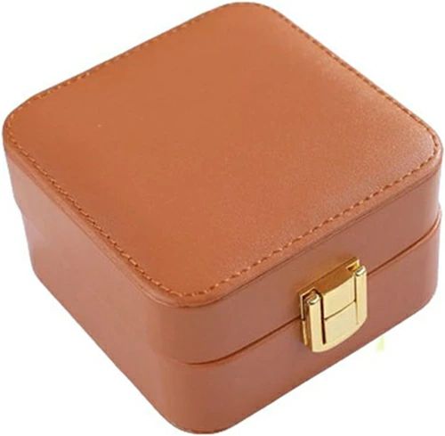 ジュエリーボックス アクセサリーケース 鏡付き ジュエリー収納 宝石箱 ミニ 携帯用 おしゃれ コンパクト 持ち運び 小物入れ ピアス ネックレス リング 指輪置き 女の子 女性用 ブラウン