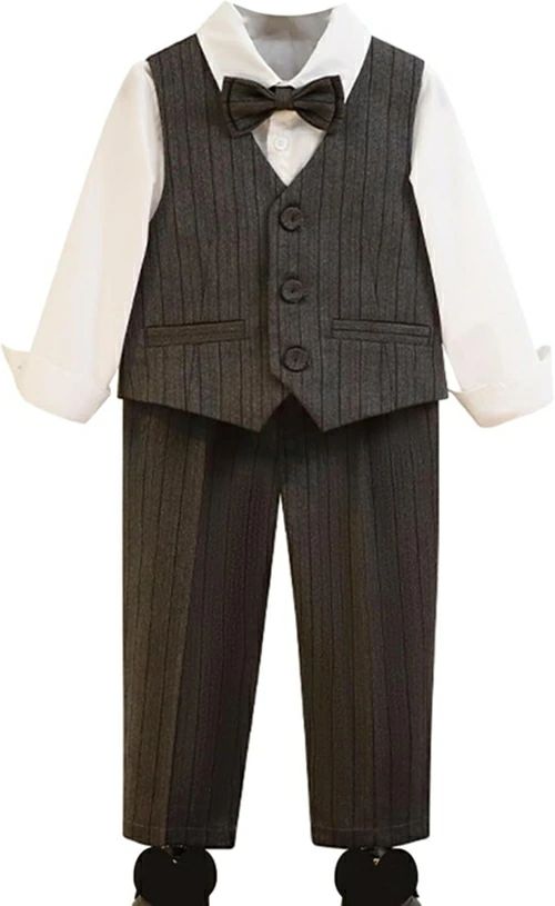 子供 男の子 フォーマル キッズ 長袖 秋服 子供服 4点セット 長袖ワイシャツ 長ズボン ベスト 蝶ネクタイ セットアップ ボーイズ 上下セット 結婚式 ピアノ 発表会 七五三 誕生日 撮影 春秋