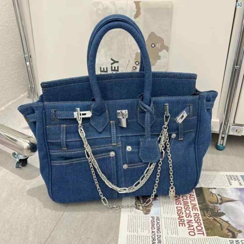 レディース　バッグ　レディースバッグ　かわいい　綺麗　 イン 垂直 デニム チェーン ポータブル ショルダー クロス ボディバッグ パロディー ズボン ポケット 水平 プラチナ バッグ