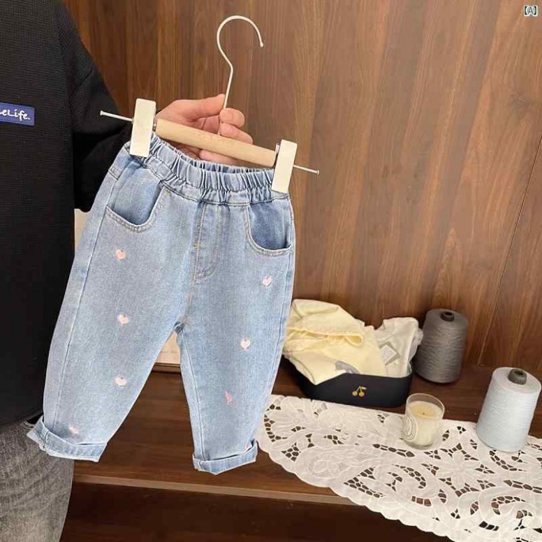 キッズ キッズ用品 子供用品 キッズファッション 春秋 女 ジーンズ 韓国 パンツ ガールズ カジュアル アウター ズボン