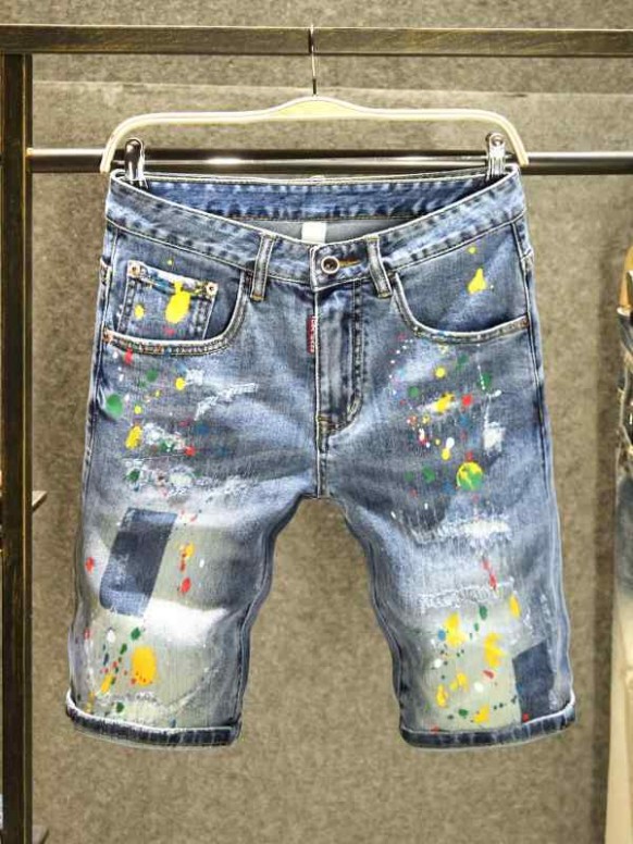 メンズ デニム おしゃれ ハーフパンツ カジュアル 夏 コントラストカラー ショートパンツ ストリート パッチ ジーンズ インク パンツ