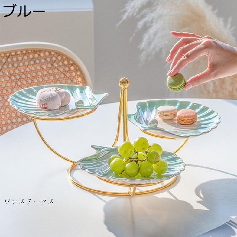 ケーキディスプレイスタンド 貝形 カップケーキスタンド 3層 ケーキ陳列台 ケーキデコレーションツール 雑貨 家庭用 卓上 フルーツ 果物 小物 おしゃれ 誕生日 結婚式 パーティー用品