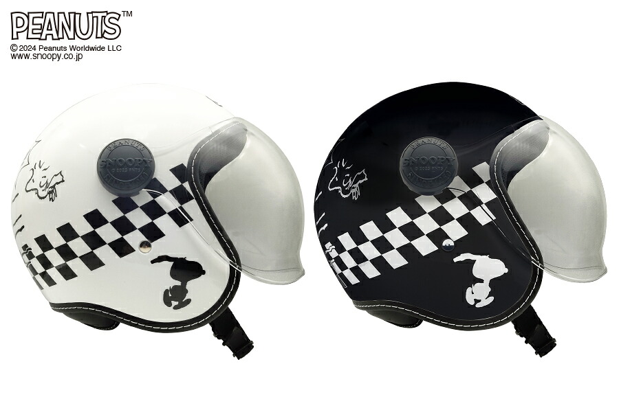 【毎月18日はご愛顧感謝デー！ポイント最大4倍】SNJ-114 SNJ-115 SNOOPY Checker Flag スヌーピー チェッカーフラッグ | バイクヘルメット バイク用ヘルメット ジェット レース ライトスモーク カラーシールド ラチェット バイザー ス