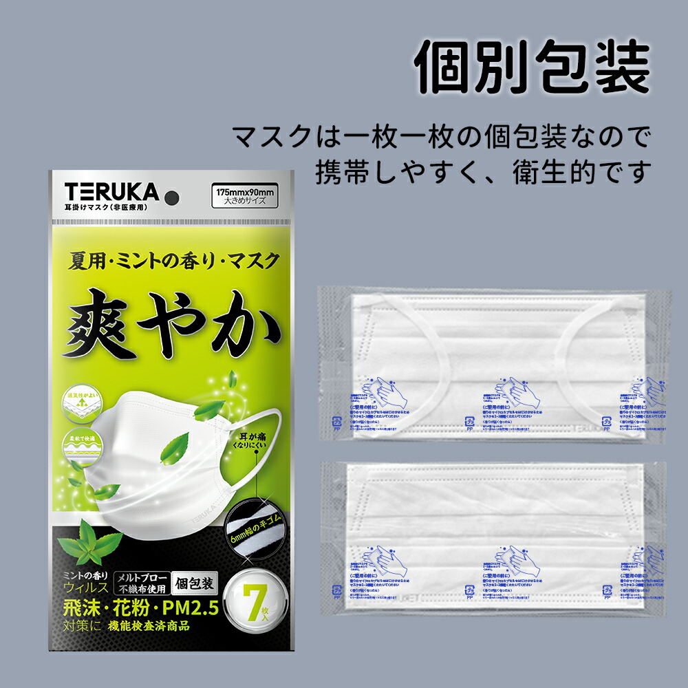 気質アップ 翌日発送 Teruka 夏用 マスク 700枚 大きめ 175mm 個包装 使い捨てマスク 平ゴム 大人用 男性用 女性用 普通サイズ プリーツ 不織布マスク メルトブローン フィルター ほこり ウイルス 花粉対策 飛沫防止 防護マスク 残りわずか Emantel Com