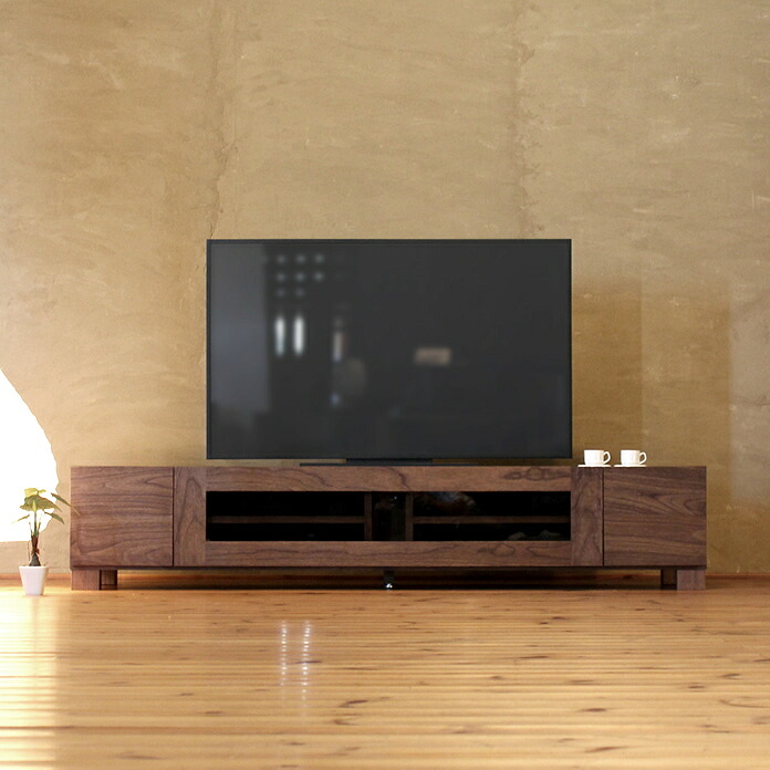 TVボード 幅180cm ウォールナット材 ガラス扉 テレビ台 TV台 テレビボード AVボード AVラック TVラック AVラック 無垢材 デザイン デザイナー 北欧 和モダン 和風モダン 木製 天然木 日本製 国産 収納 おしゃれ おすすめ 人気 通販 壁面 シンプル ナチュラル