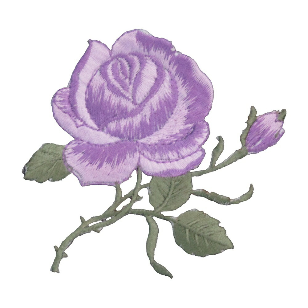 楽天市場 アイロン ワッペン 薔薇 バラ 1 紫 縦9cm 横8 5cm Onamomizu House