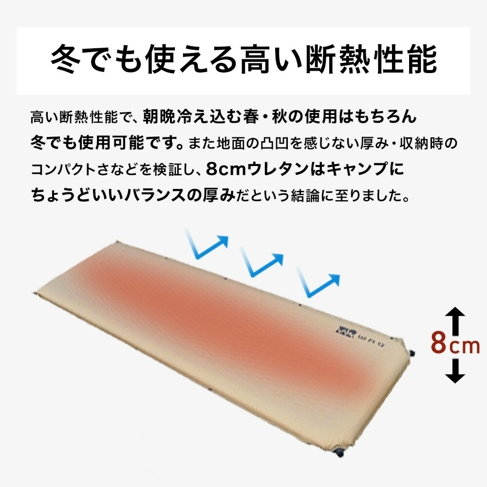 圧倒的高評価レビュー4.5点！】WAQ キャンプマット 8cm 自動膨張