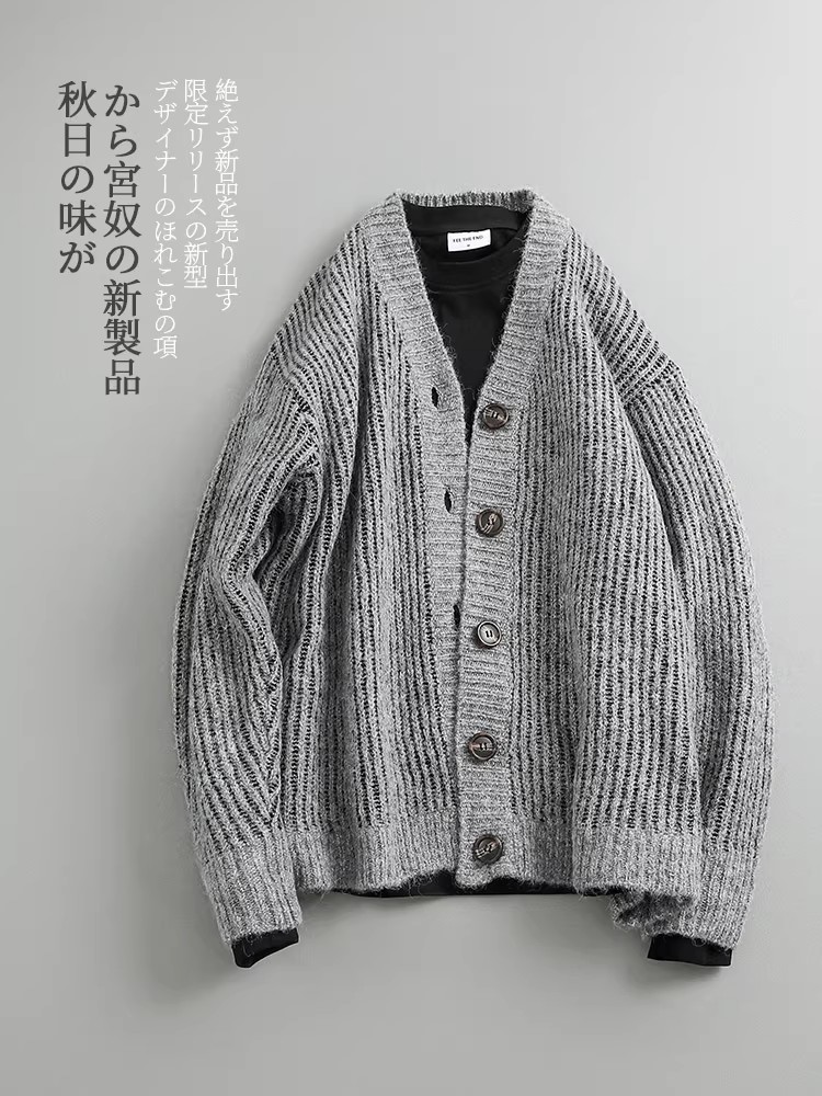 【2点600円銀行割引】秋物 和今めかしい 椰子科の木ジャカード編み Vのど頚ジレー メンズ 厚地の外套大きさ 表どおり系 2024秋冬新作メンズ ジャカードジレー 椰子科の木絵図面 表どおり系