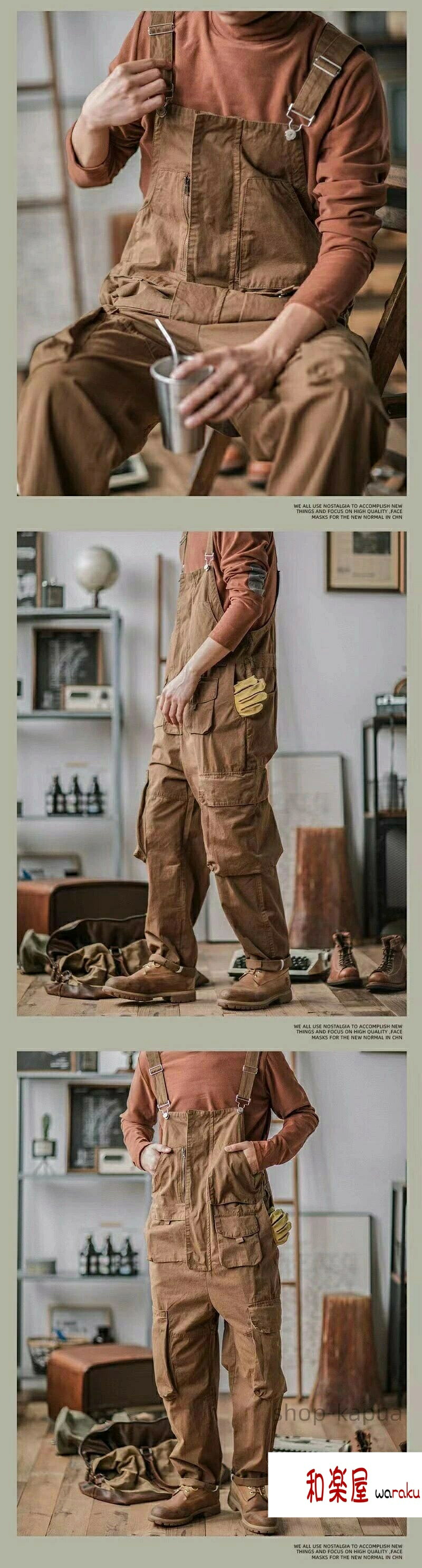 【2点600円割引】オールシーズン 男女兼用 カジュアル おしゃれ 作業服 作業着 ワークパンツ ゆったり サロペット M-4XL オールシーズン 大きいサイズ メンズ