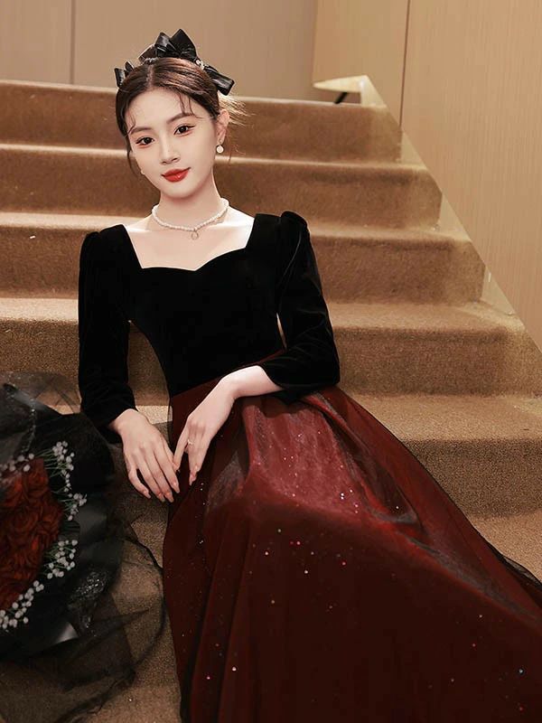 お召しもの 成年者 洋琴 告げ知らせる会 かき鳴らす会用お召しもの ロングお召しもの かき鳴らす会 彼は誰時お召しもの 華燭の典 お母さま 洋琴告げ知らせる会 中学生 寄り合いお召しもの 告げ知らせる会お召しもの 赤 高校生 力くらべ ロング 惜しみ無い大いさ 袖付き添い人 長袖 黒 交歓会 レディース 韓国 二次会 花嫁御寮 dg238n1n1c6 M-L-2L（XL）
