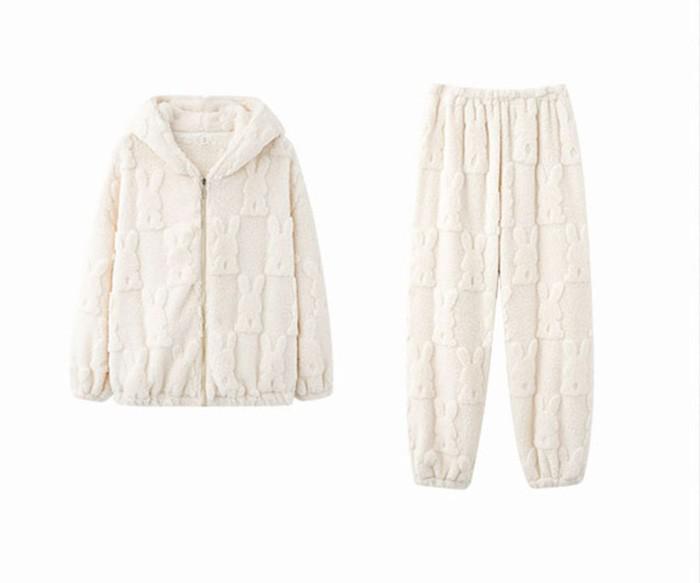 【2点600円割引】レディースパジャマ  長袖 上下セット 大きいサイズ マタニティ ルームウェア レディース 産後 萌え萌え うさ耳 あったか もこもこ かわいい ゆったり 大人  M L XL