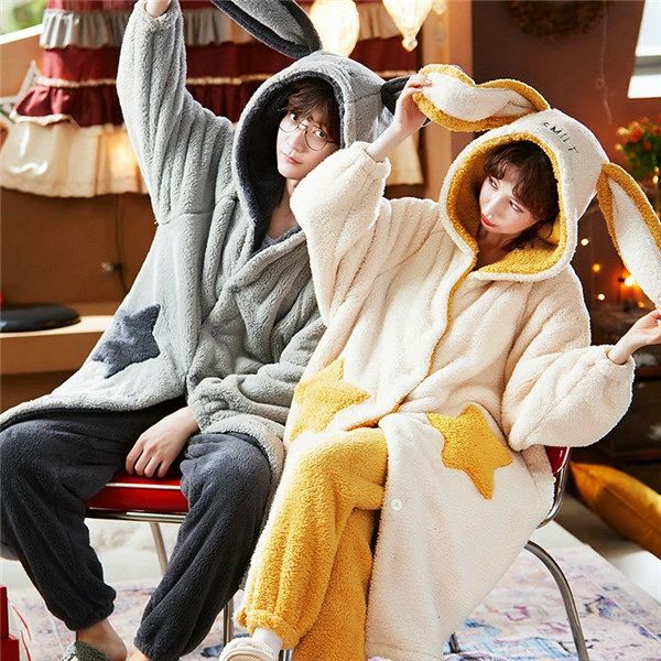 【2点600円銀行割引】兎耳 有りの実 パジャマ もこもこ フリース 二人組 お座敷御召しもの 長袖 冬方位 寝巻き 愛くるしい  お一揃い メンズ 差し上げ物 一緒になる祝賀会 お一揃いパジャマ 長ズボン お座敷着 裏起毛 韓国 もこもこ 防寒 癒し感 ec115g4c0キロサイクル /返品・取り替えっこ・同梱不可