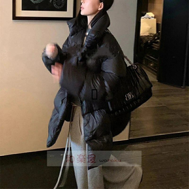 【2点600円銀行割引】韓国風ブラックダウンコート｜90%ホワイトダックダウン×中長丈｜ひな型性×保温力◎冬の定番黒いことに、ふわっとした面包影ぼうしで流行り感UP 90%ホワイトダックダウンで軽んじてて生あたたかい、寒さ知らずの一枚#黒いこと落ち込む  #面包服