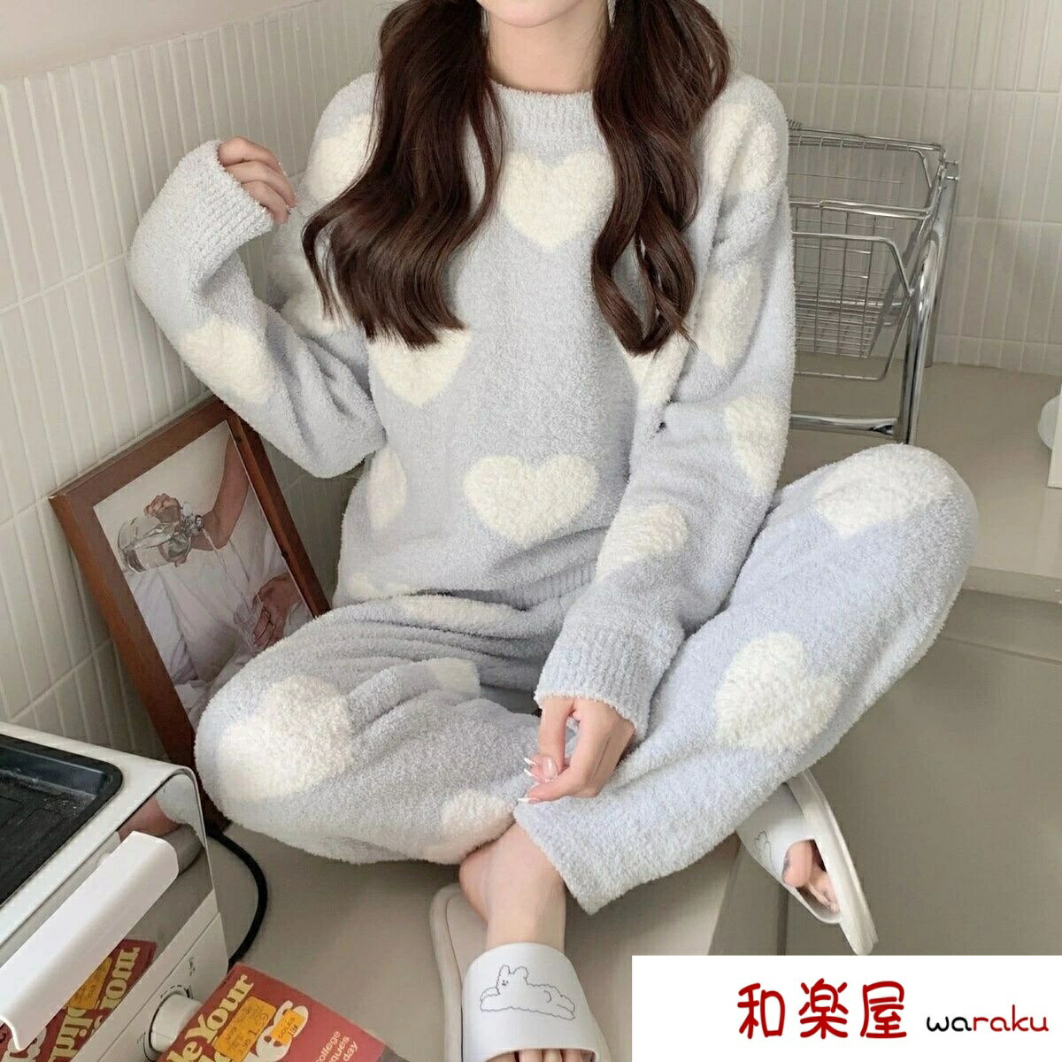 【2点600円割引】スーパー ルームウェア パジャマ レディース モコモコ 長袖 冬 上下セット かわいい 暖かい 長ズボン 部屋着 外出 大人 ふわふわ パーカー