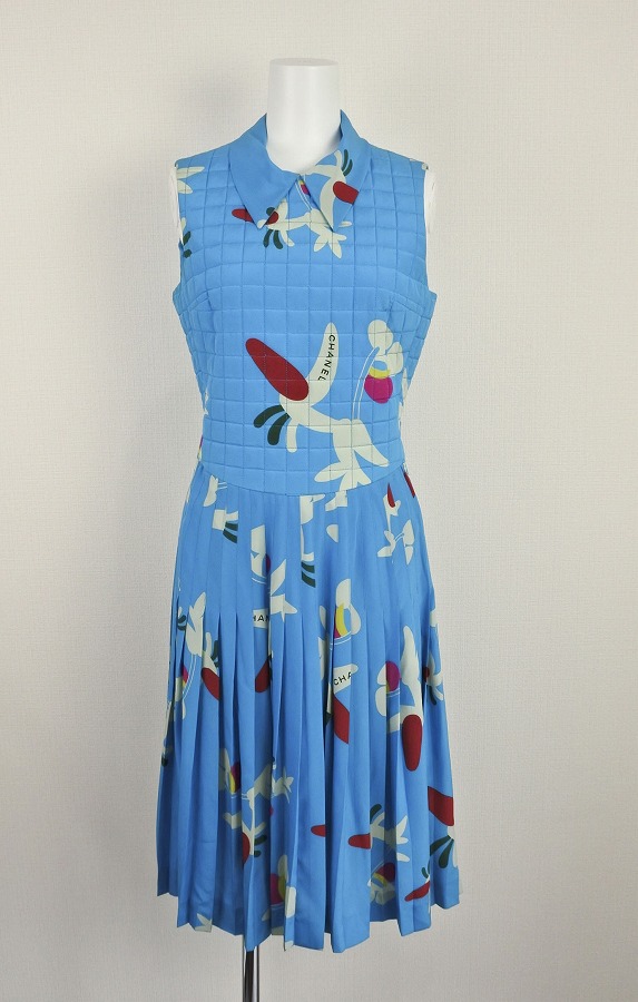 最終値下げ ワンピース Used 中古 送料無料 シャネル Chanel キルティングワンピース ブルー 34 Pv 00t Rcp 中古 Dupaaustralia Com