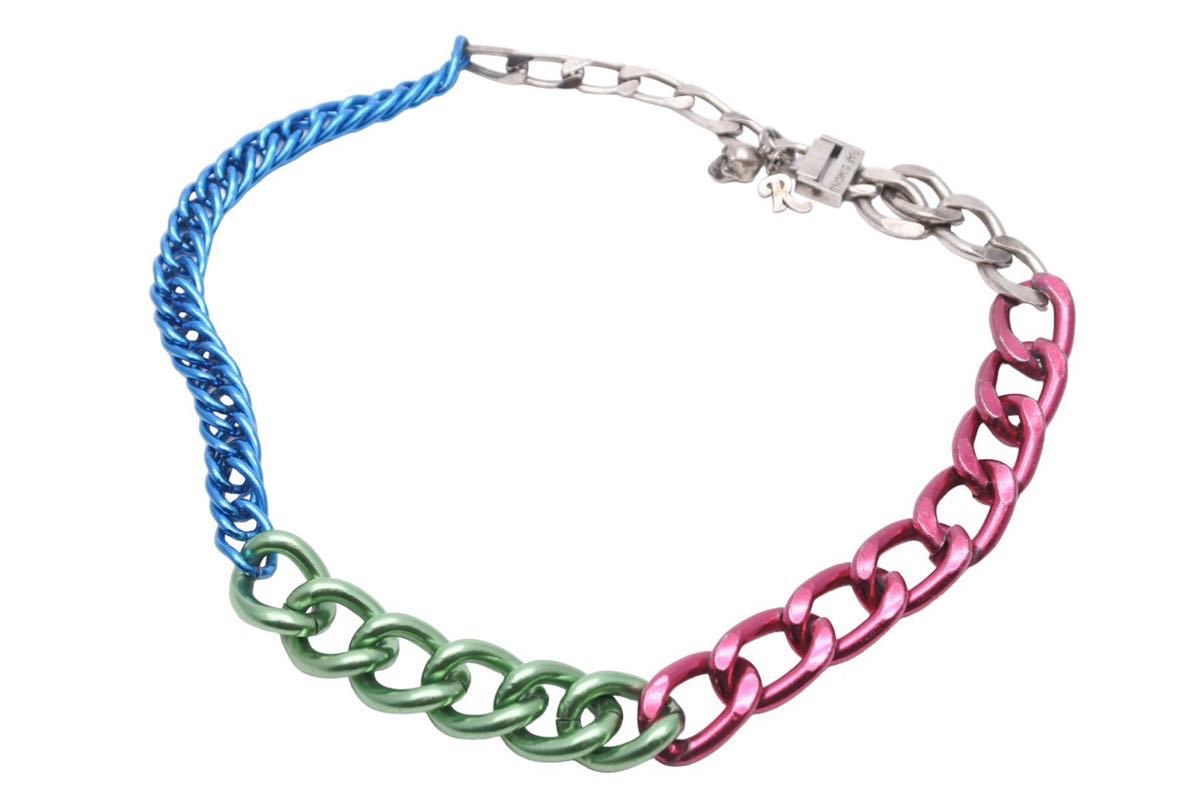 RAF SIMONS ラフシモンズ アーカイブ ネックレス ロゴ スカル マルチカラー チェーン ユニセックス メンズ 中古 33617|Warashibe_Casanova