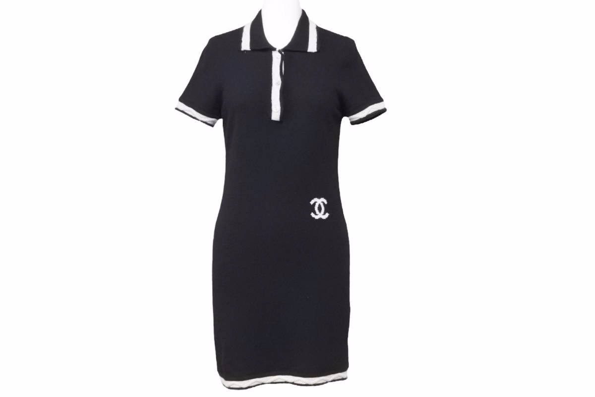 CHANEL シャネル カシミアワンピース ココカンガルーニット マーク ブラック P24943V01664 04P レディース サイズ36 中古 N35052