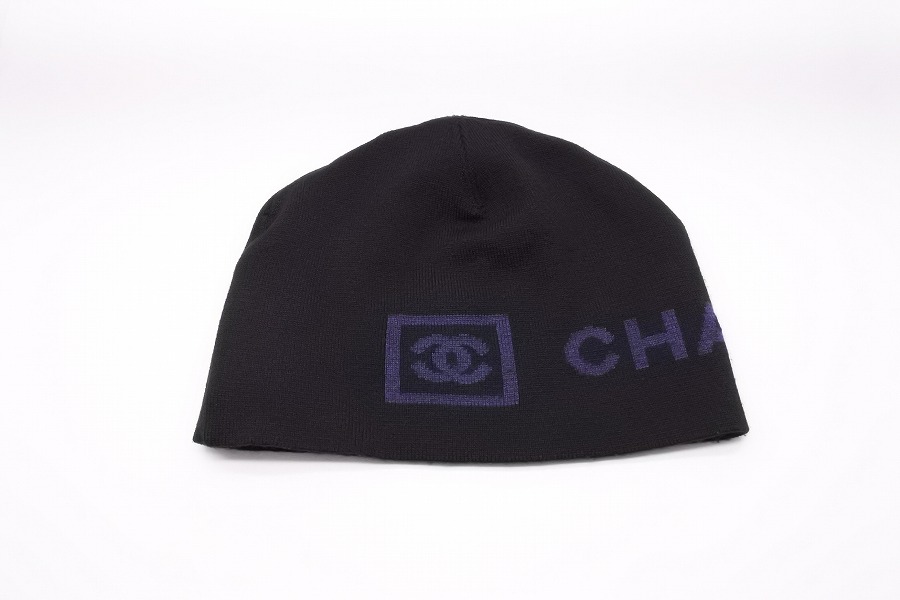 USED 中古]CHANEL シャネル ウール ニット帽 ココマーク×CHANELロゴ