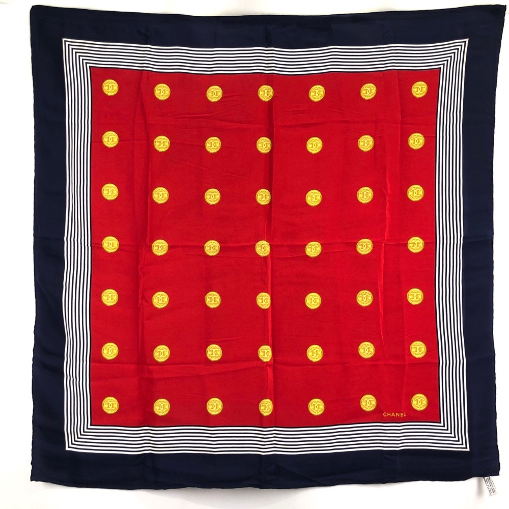 CHANEL ヴィンテージ スカーフ 新品 未使用品 CHANEL シャネル 大判 ヴィンテージチェーン柄 スカーフ シルク