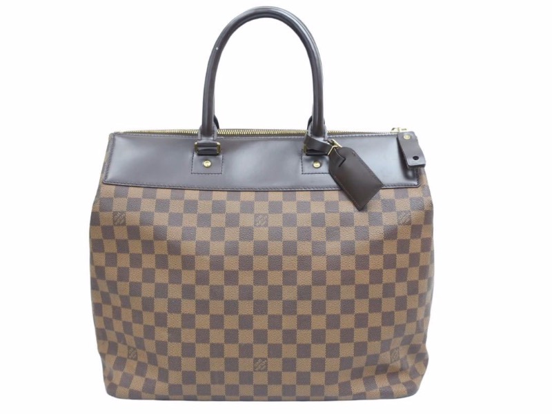 LOUIS VUITTON ルイヴィトン N41165 ボストンバック グリニッジPM ダミエ エベヌ レザーブラウン 美品 39160