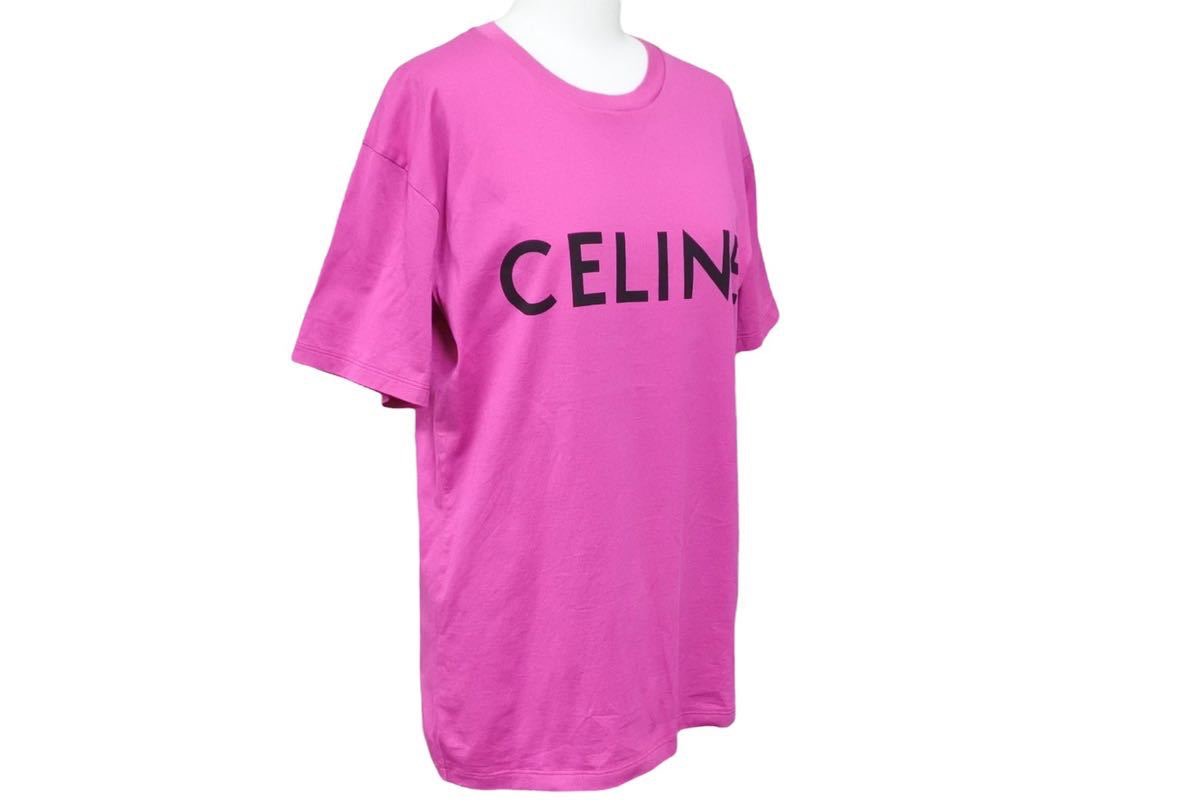 美品】CELINE セリーヌ Tシャツ ラインストーン ピンク ロゴ