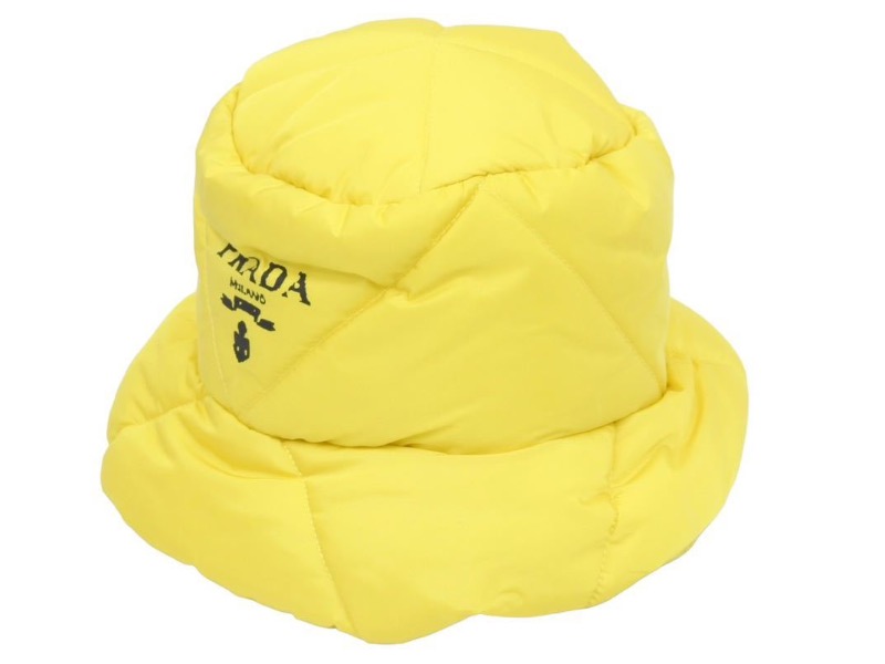 極美品 PRADA プラダ 22AW キルティング バケットハット GIALLO