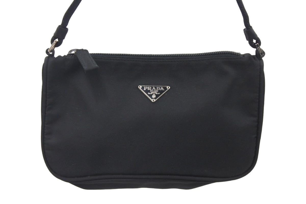 PRADA プラダ テスート ハンドバッグ ミニ 中古 ポーチ ロゴ 美品