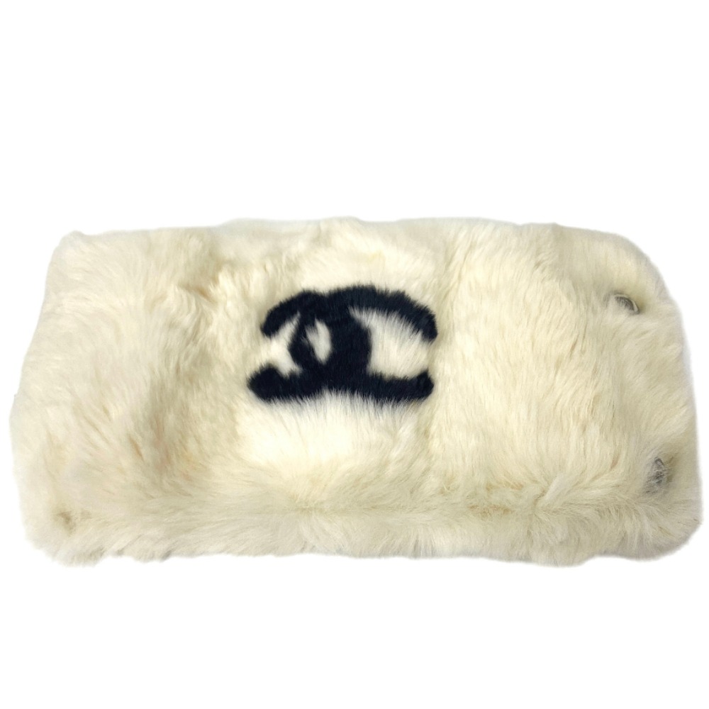 【美品】CHANEL シャネル リストバンド リアルファー ラビット 白 美品】CHANEL シャネル リストバンド リアルファー ラビット 白