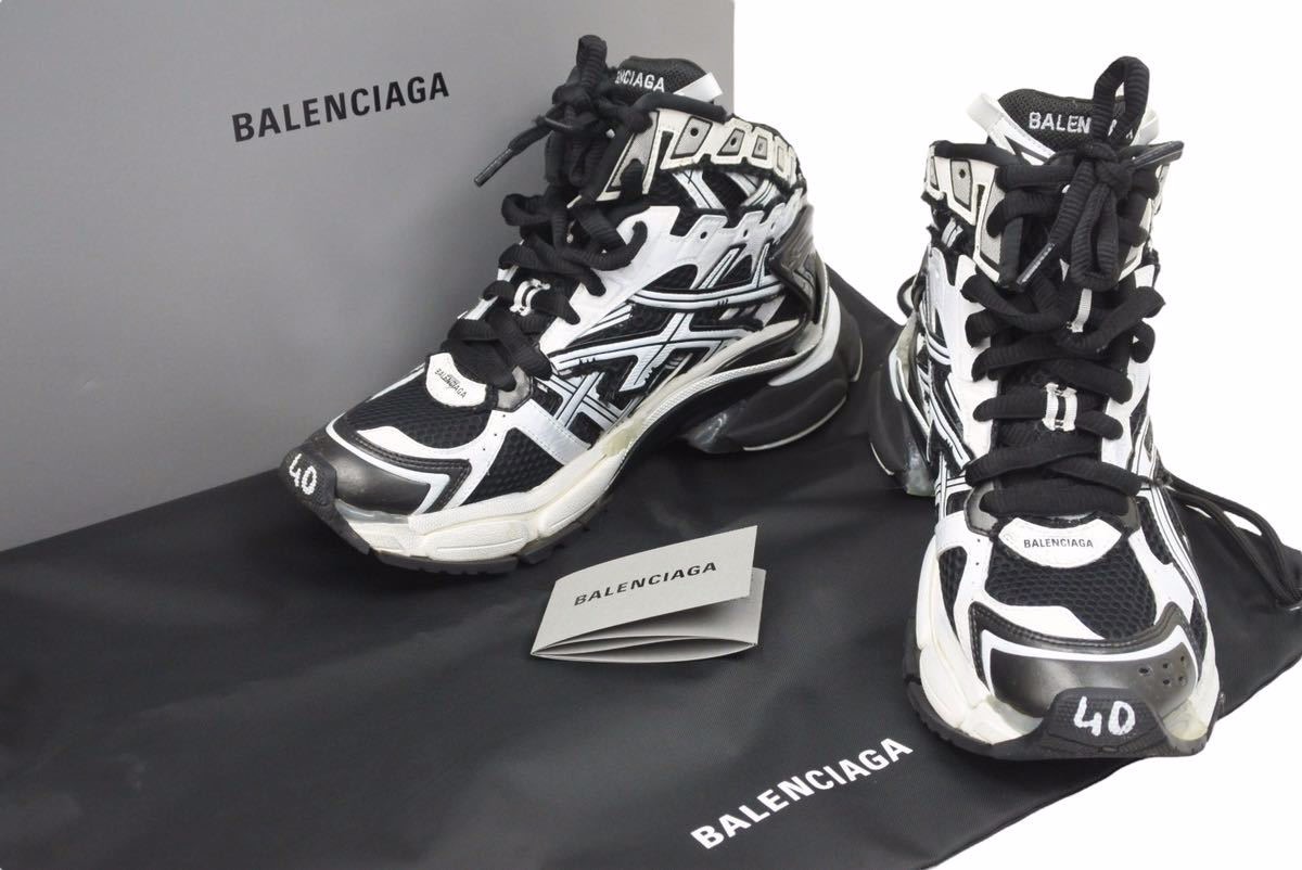 【BALENCIAGA】合成皮革と30mmメッシュのトラックスニーカー バレンシアガ トラックトレーナー フェイクレザー×メッシュ