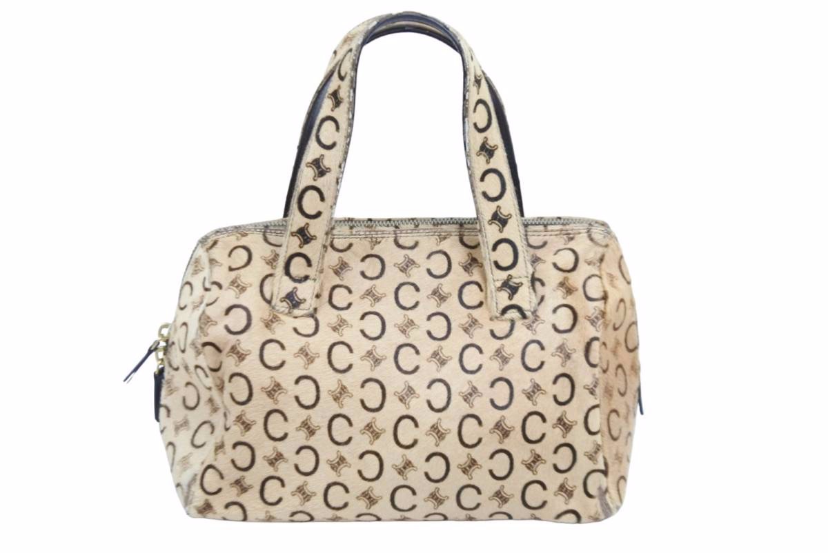 【楽天市場】CELINE セリーヌ ハンドバッグ Cマカダム ヴィンテージ MC99/2 ハラコ ベージュ イタリア製 ゴールド金具 美品 ...