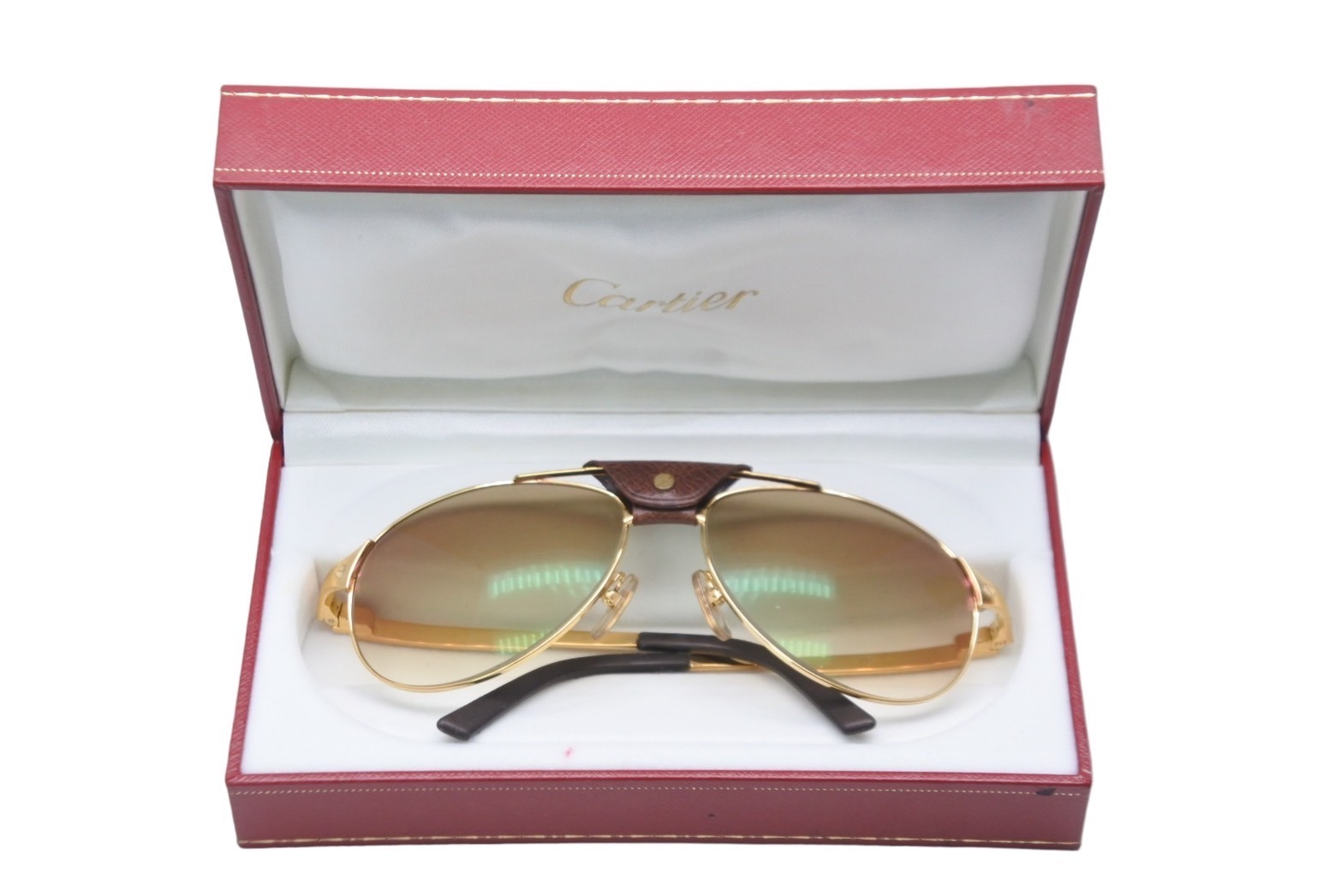 CARTIER/カルティエ/クリスタル付 ゴールドサングラス 極美品 CARTIER カルティエ サングラス メガネ ウッド 度入り C