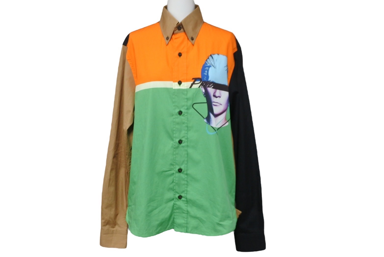 PRADA 半袖シャツ L 黒 緑 アートプリント 210.jpg