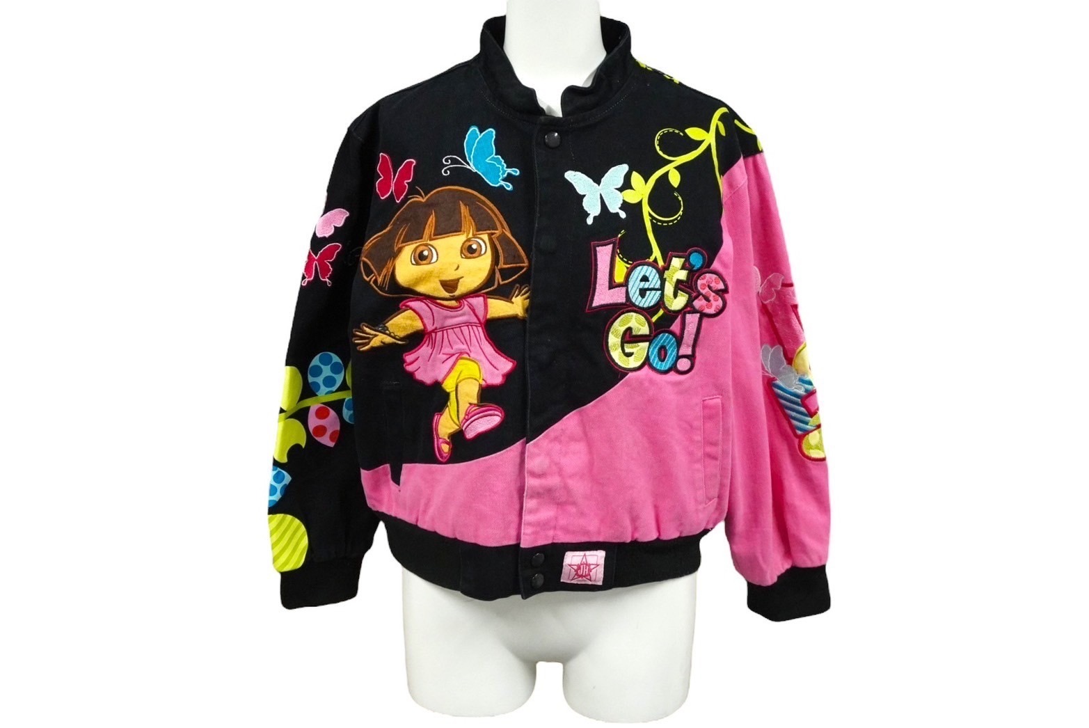 JH Design ジェイエイチデザイン DORA The Explorer レーシング ジャケット ブラック ピンク 刺繍 サイズL 良品 中古 58511 24,420円