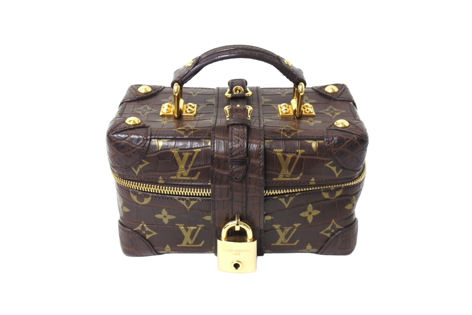 LOUIS VUITTON ルイヴィトン モノグラム バニティバッグ クロコダイル ハンドバッグ ブラウン 2004年 美品 中古 4a000103
