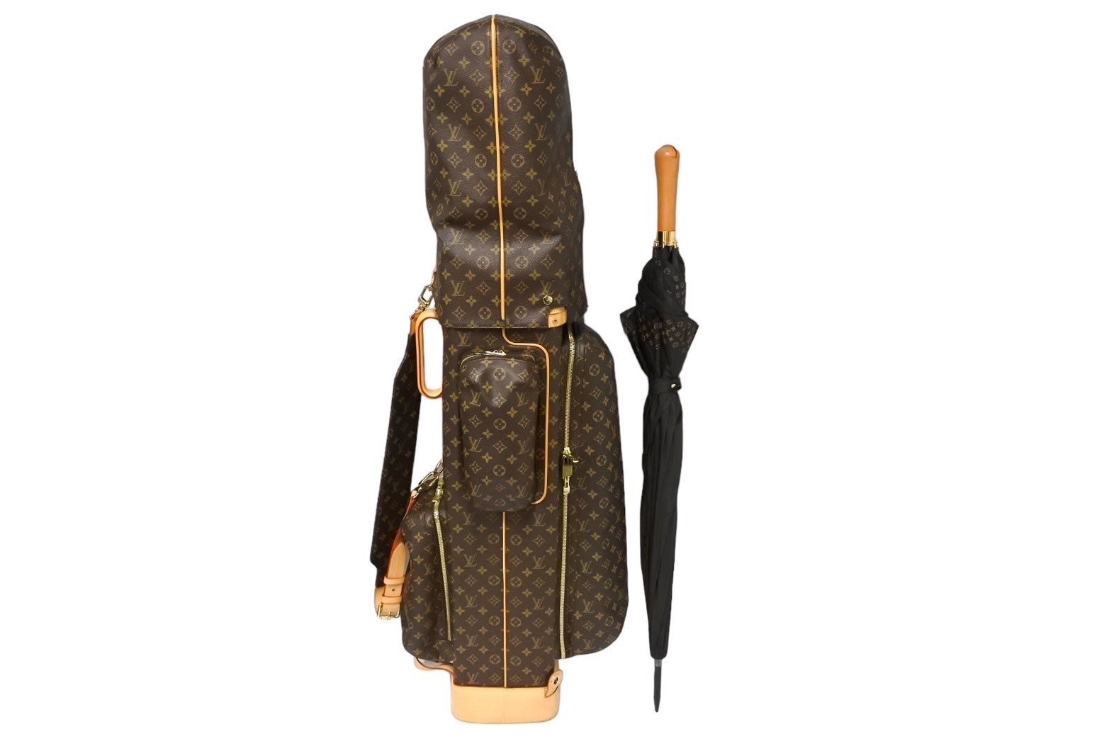 極美品 LOUIS VUITTON ルイ ヴィトン ゴルフバッグ サック キャディバッグ M58221 クラブケース モノグラム キャンバス ブラウン メンズ レディース 中古 65182