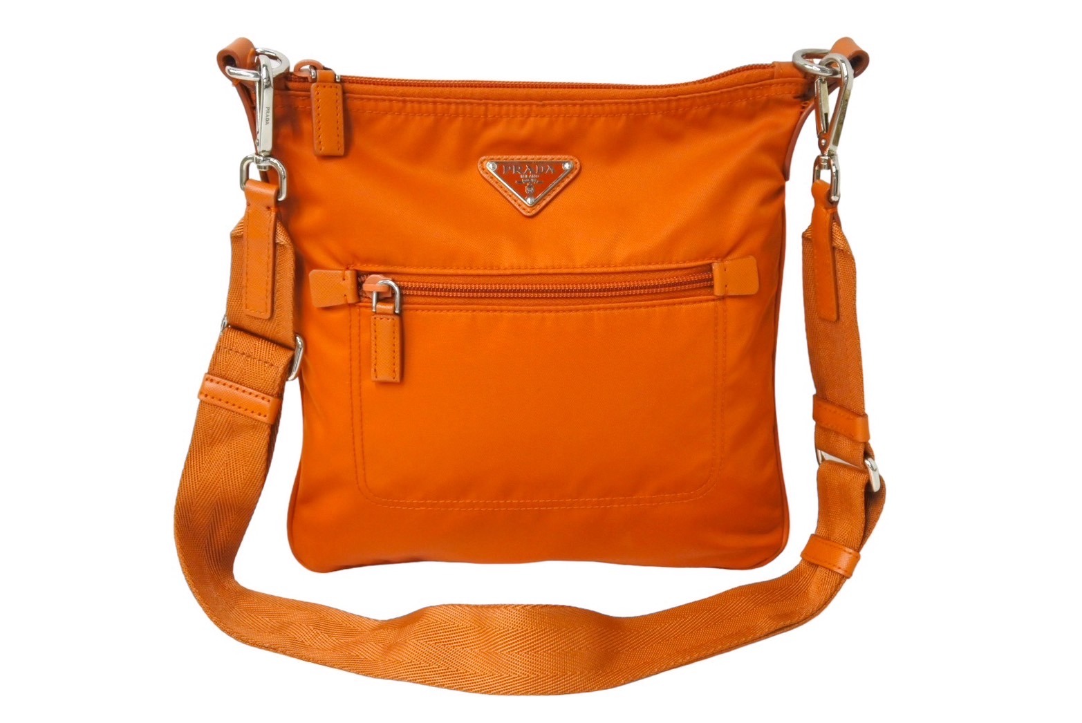 【楽天市場】PRADA プラダ ショルダーバッグ トライアングルロゴ ナイロン オレンジ イタリア製 シルバー金具 良品 中古 66189 ...