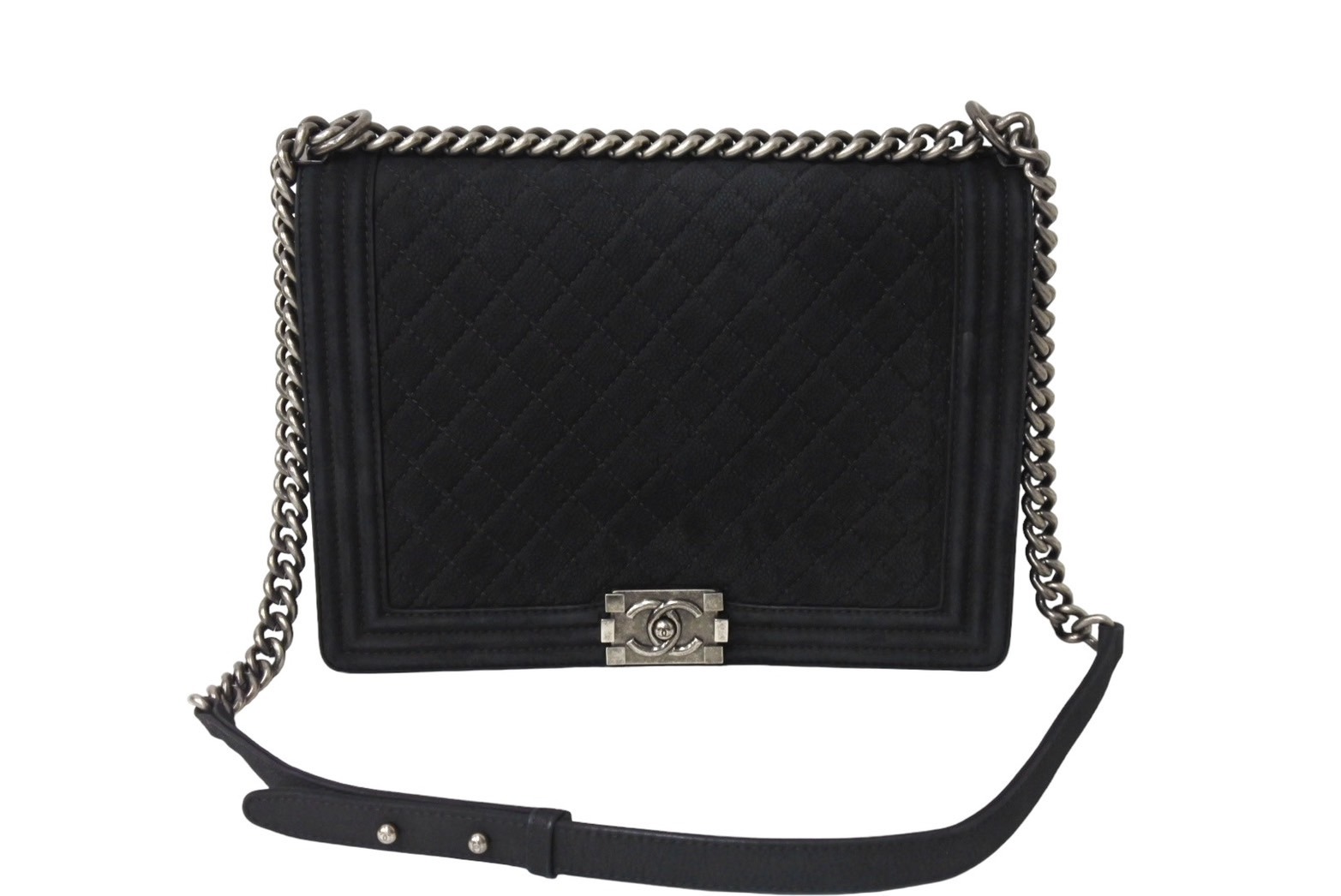 CHANEL シャネル ボーイシャネル ラージチェーンショルダー 18番台 キャビアスキン アンティークブラック 美品 中古 66576