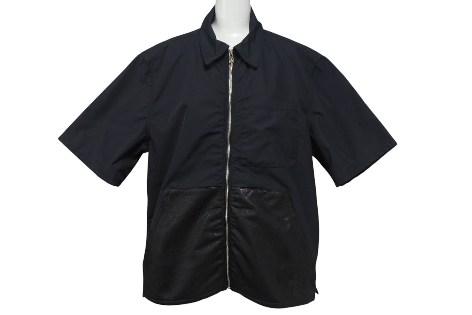 クロムハーツ サイズ:L  SEDATED カーペンターレザーポケットナイロンジップ半袖シャツ 中古 SJ02 クロムハーツ サイズ:L SEDATED カーペンターレザーポケットナイロン