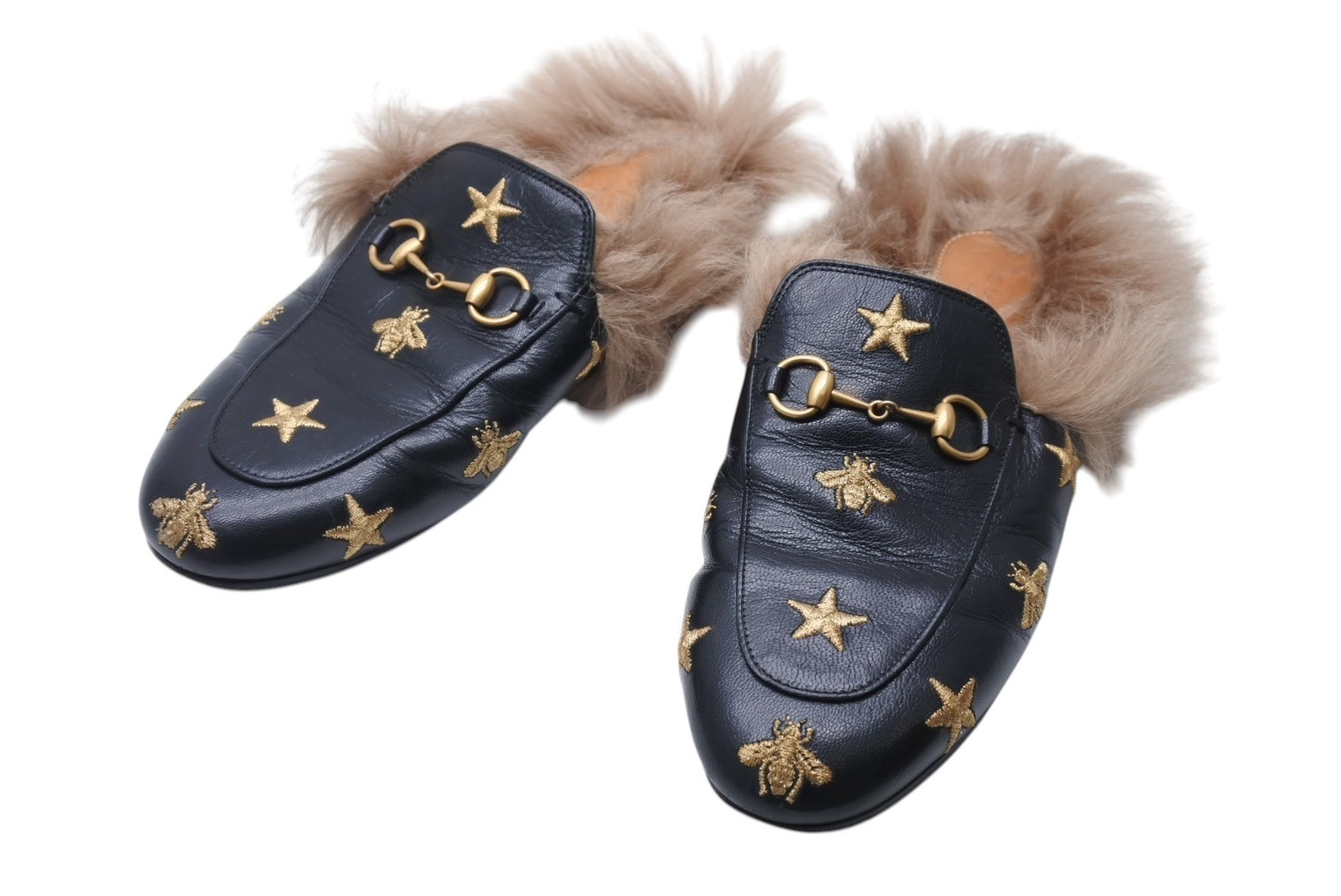 グッチ【美品】ボア　サンダル　35（22cm）ブラック　GUCCI グッチ GUCCI サンダル （ブラック） -靴＆ファッション通販