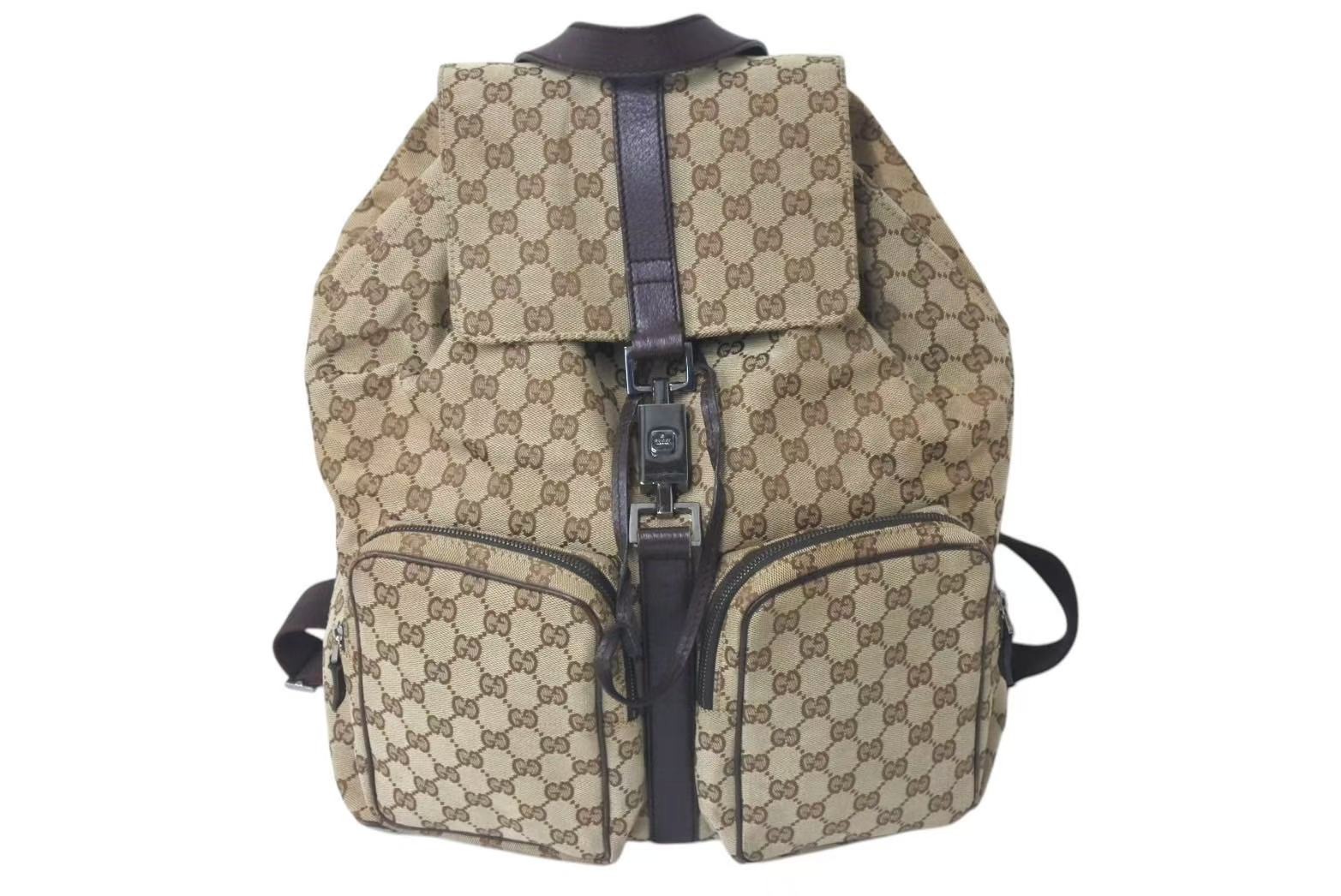 GUCCI グッチGG柄 キャンバス 総柄 ジャッキー リュック 保存袋付き GUCCI グッチGG柄 キャンバス 総柄 ジャッキー リュック 保存袋