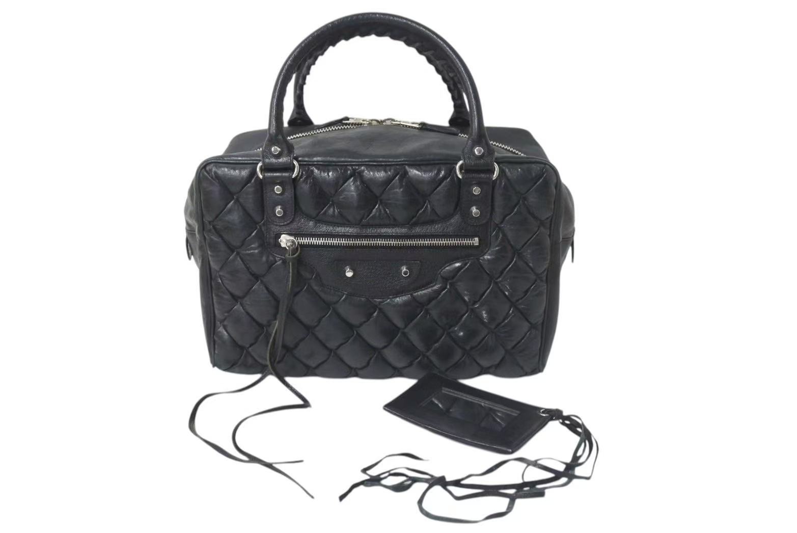 BALENCIAGA バレンシアガ キルティング レザー ボストンバッグ シティ