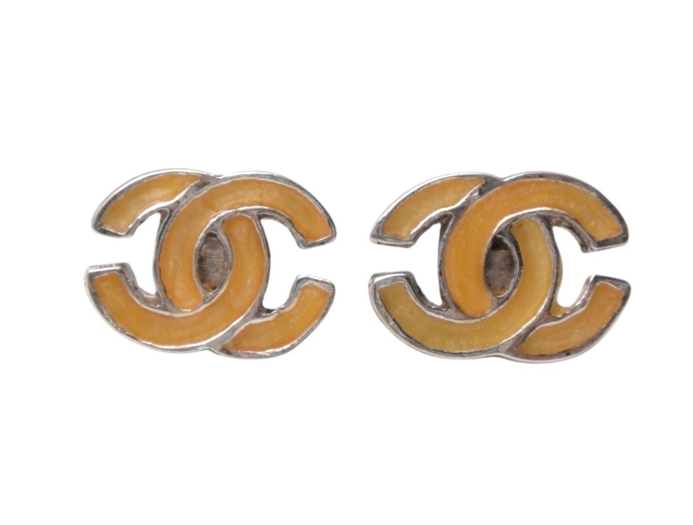 CHANEL シャネル ピアス ココマーク アクセサリー 00T刻印 メタル シルバー オレンジ 0.8g 美品 中古 4c075477 35,750円
