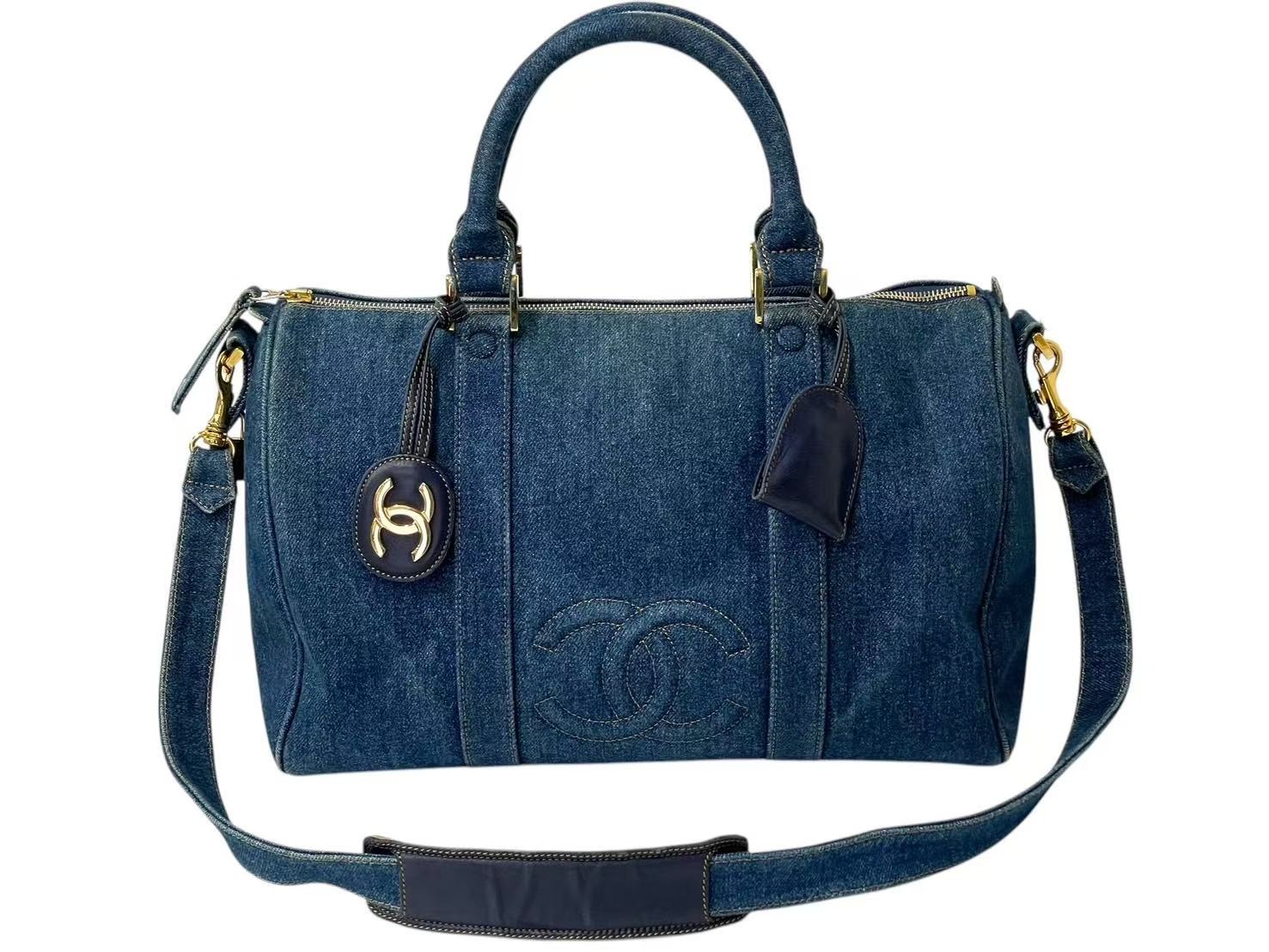 CHANEL シャネル ハンドバッグ ショルダーバッグ 2WAY ココマーク デニム インディゴブルー シリアル不鮮明 美品 中古 4c076468